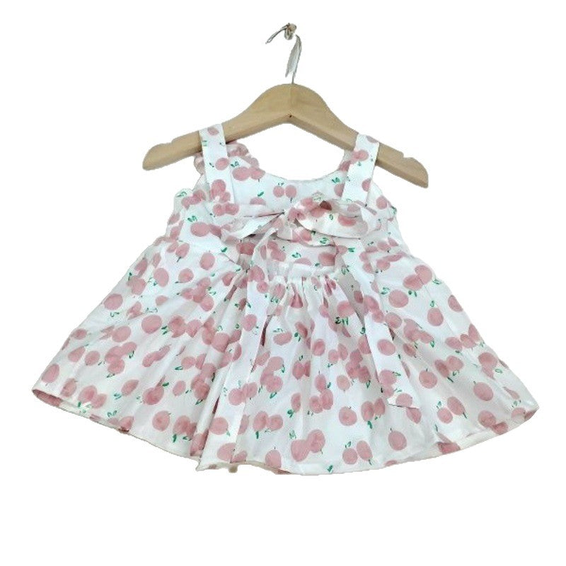 Wholesale Cotton Printed Halter Dress For Baby Girls Backless Tie Sweet Casual Summer Toddler Dress Resale