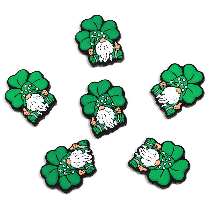 Wholesale 20pcs St.  Patrick' s Day silicone beads DIY Irish festival party beads