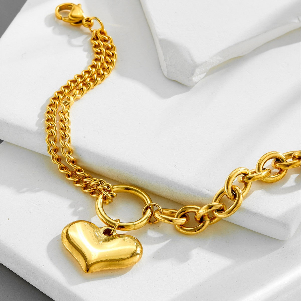 Wholesale 5pcs Retro Love Golden Titanium Steel Bracelet