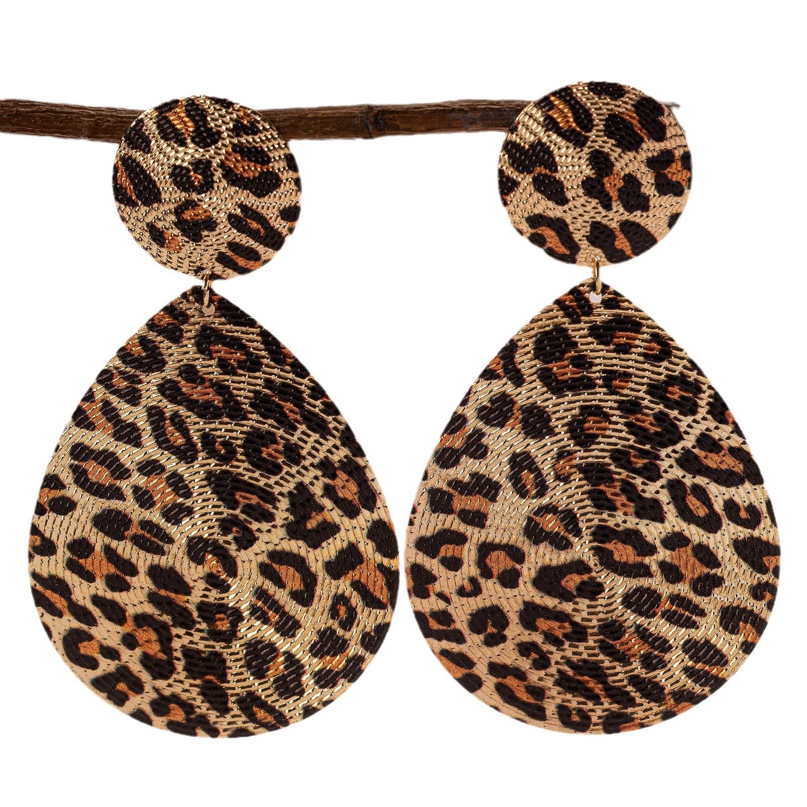 Wholesale Fashion Leopard Print Round Drop Earrings Retro Geometric Earrings For Women Party Jewelry Accessory