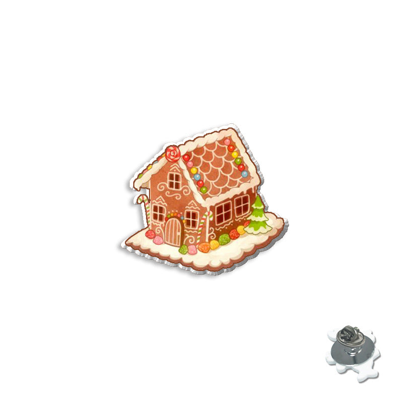 Wholesale Cartoon Christmas Series Brooches Christmas House Badges