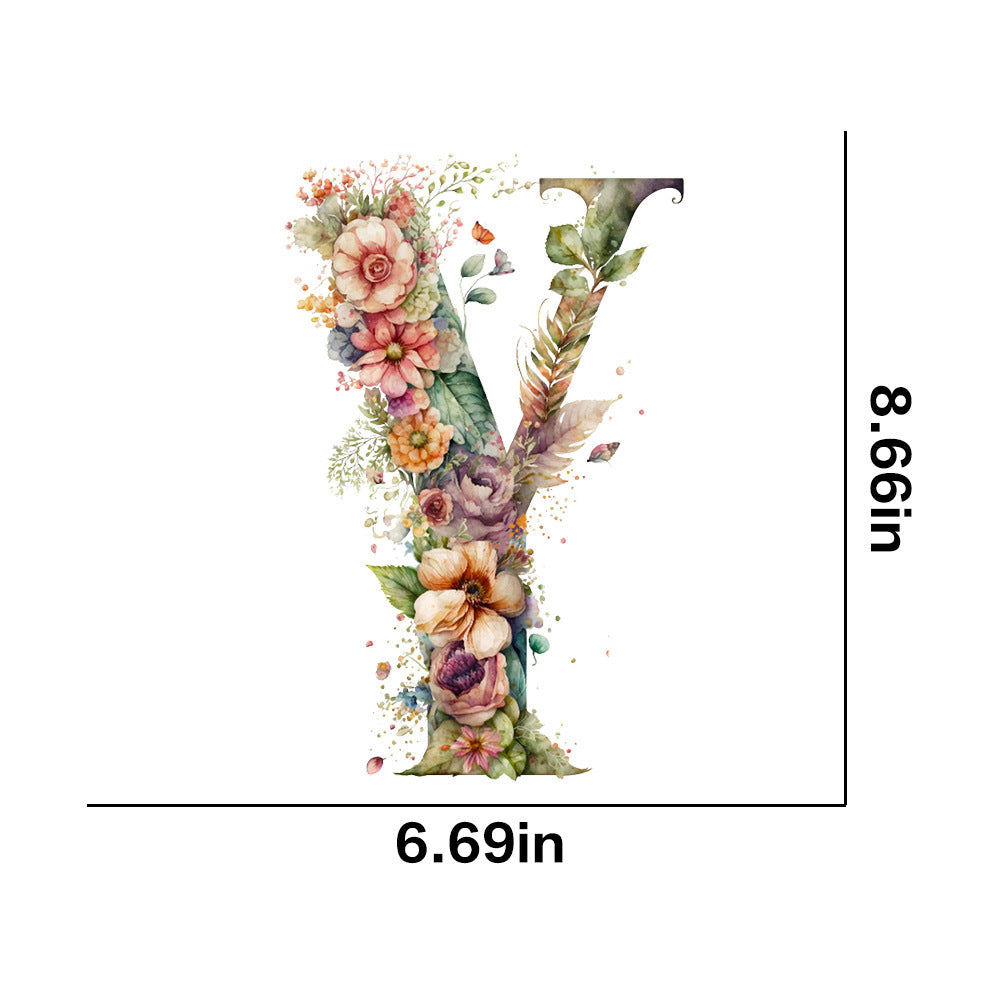 Wholesale 26 letter flower branches and leaves UV DTF Ready to Press Transfers Wraps