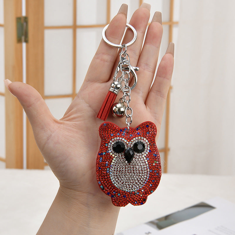 Wholesale Tassel Rhinestone Cartoon Women' s Bag Pendant Keychain