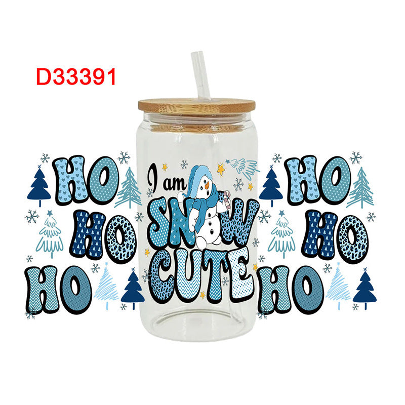 Wholesale Pink series Christmas tree 16oz Cup UV DTF Wraps