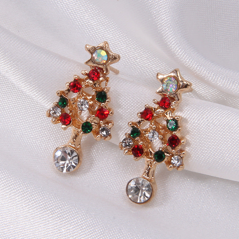 Wholesale Diamond Bell Snowflake Christmas Tree Earrings