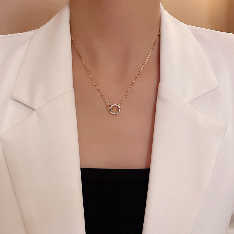 Wholesale Titanium Steel Circle Geometric Necklace