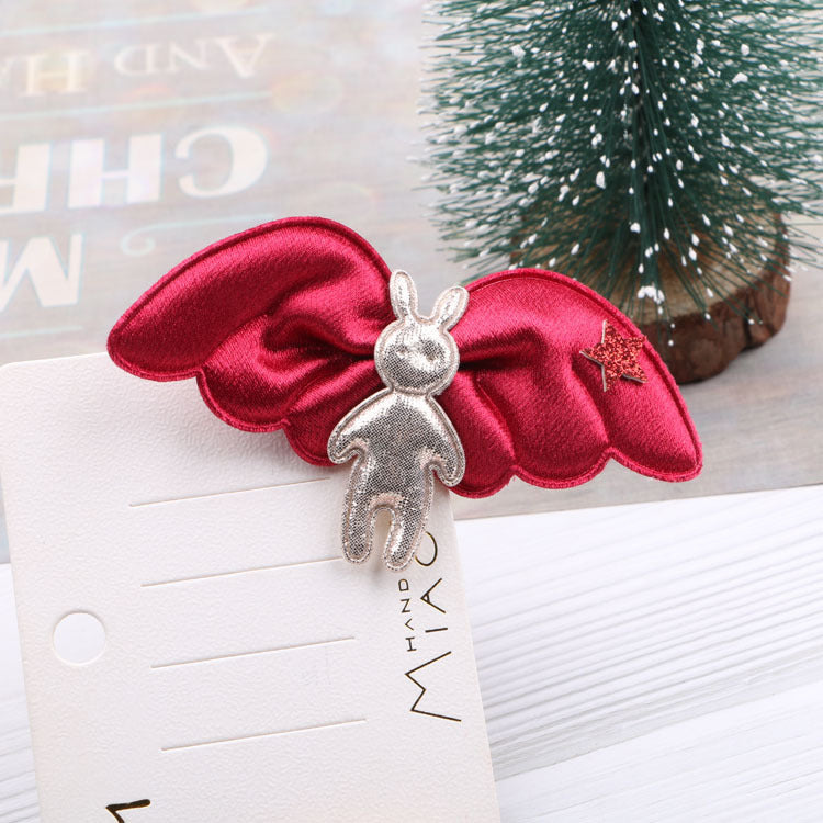 Tela al por mayor clips de cabello de conejo ángel