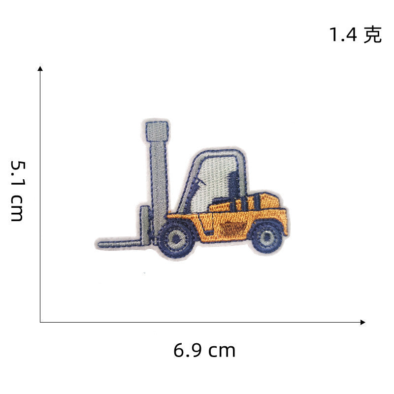 Wholesale Excavator Cartoon Embroidered Patch Polyester Iron On Sewing Craft Clothing Decoration Boutique Resale Accessory