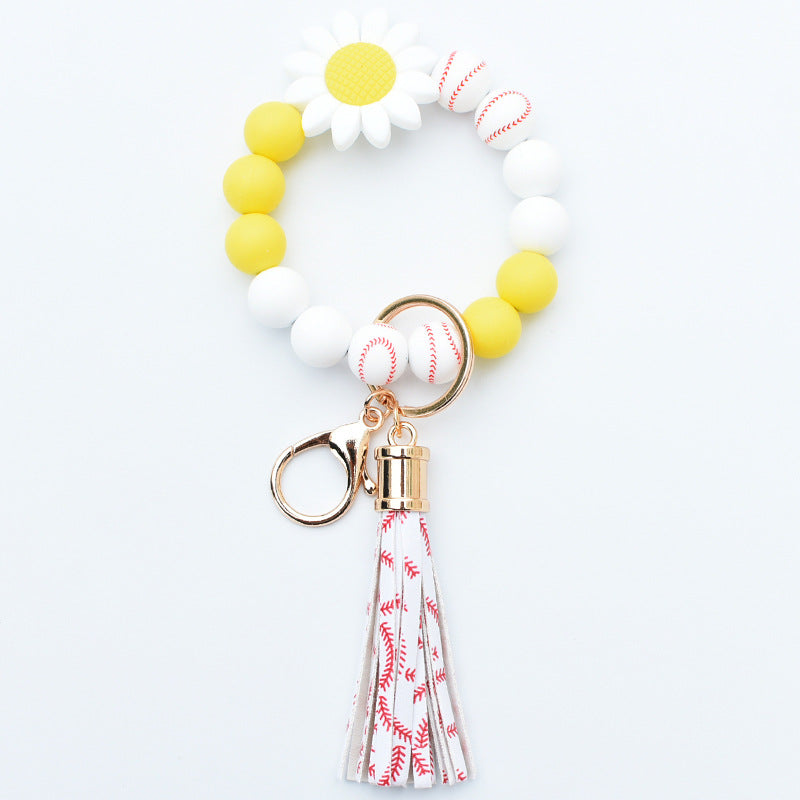 Llavero de muñeca con cuentas de girasol de silicona al por mayor