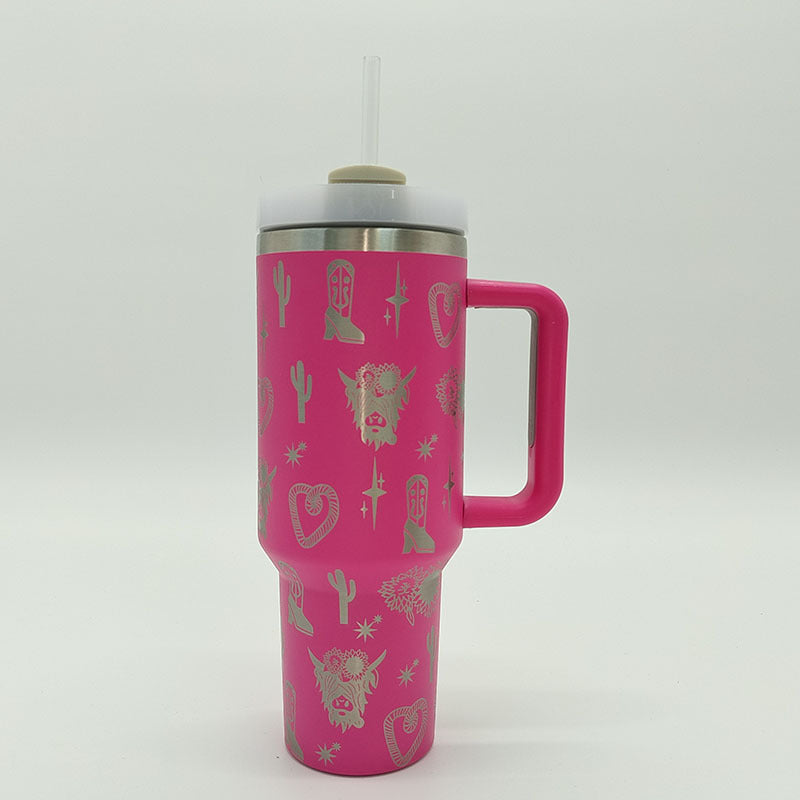 Wholesale Tumbler Ice Bullies Cup  Western Style Laser West Highland Cow Thermos Cup Straw Cup 40OZ Car Cup Ice Cup