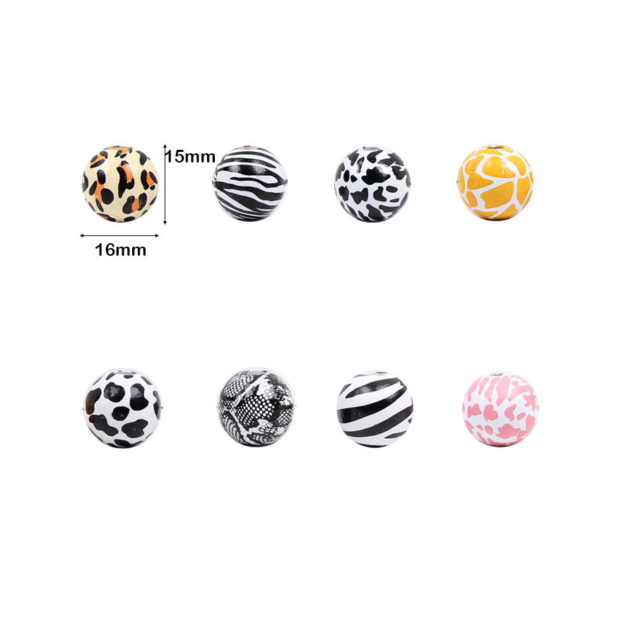 Wholesale 180pcs 16mm Leopard Cow Zebra Wood Beads