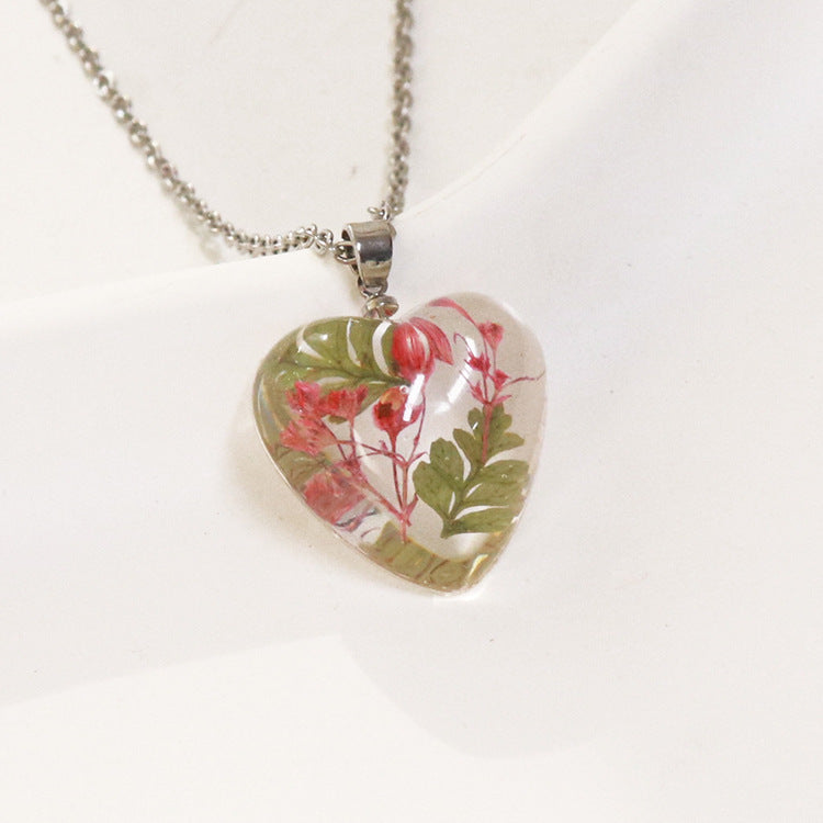 Wholesale 6pcs Monthly Everlasting Flower Resin Epoxy Love Pendant Necklace