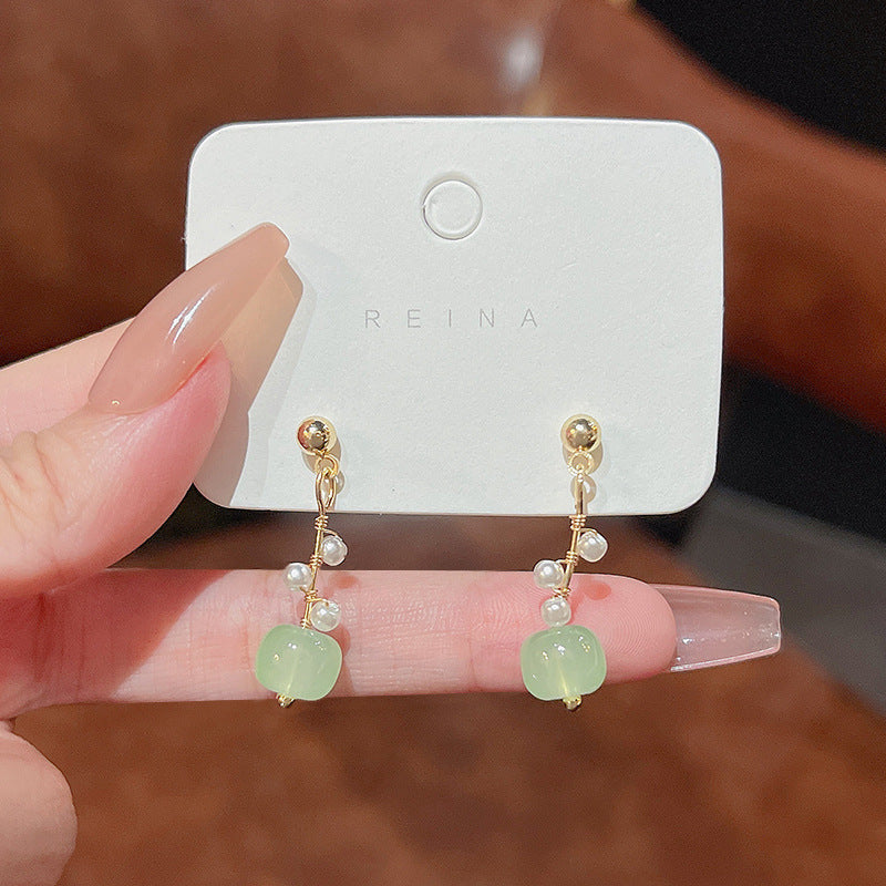 Wholesale S925 Silver Needle Opal Geometric Love Earrings