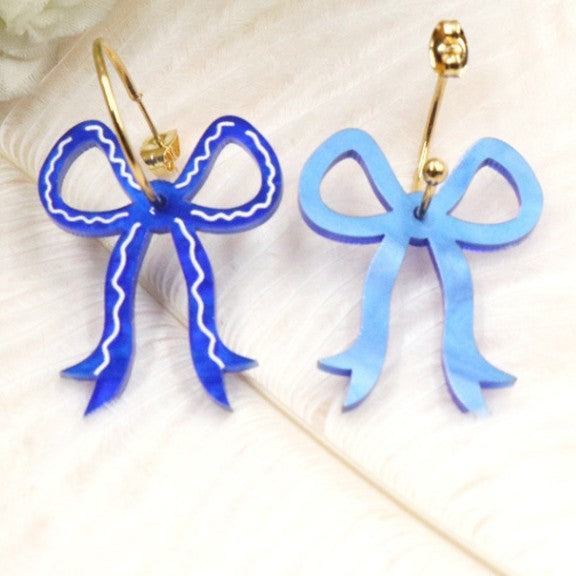 Wholesale Cute colorful spray-painted bow earrings