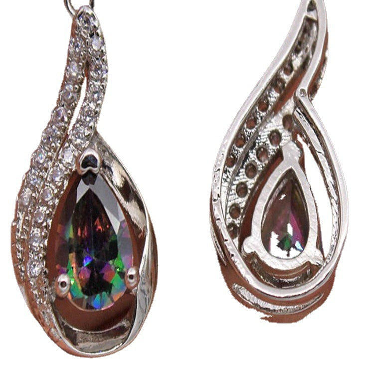 Wholesale Colorful Earrings Set with Diamond Pear-shaped Earrings