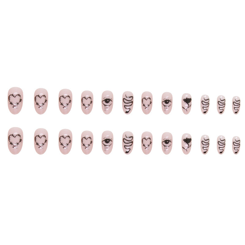 Wholesale Oval Long Round Head Aurora Black Sweet Cool Thorn Love Rose Nail Stickers