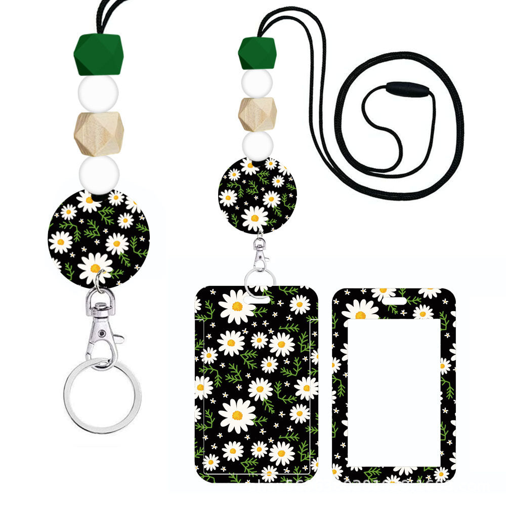 Wholesale Hand Painted Rainbow Printed Acrylic Beaded Badge Scroll Card Holder Keychain