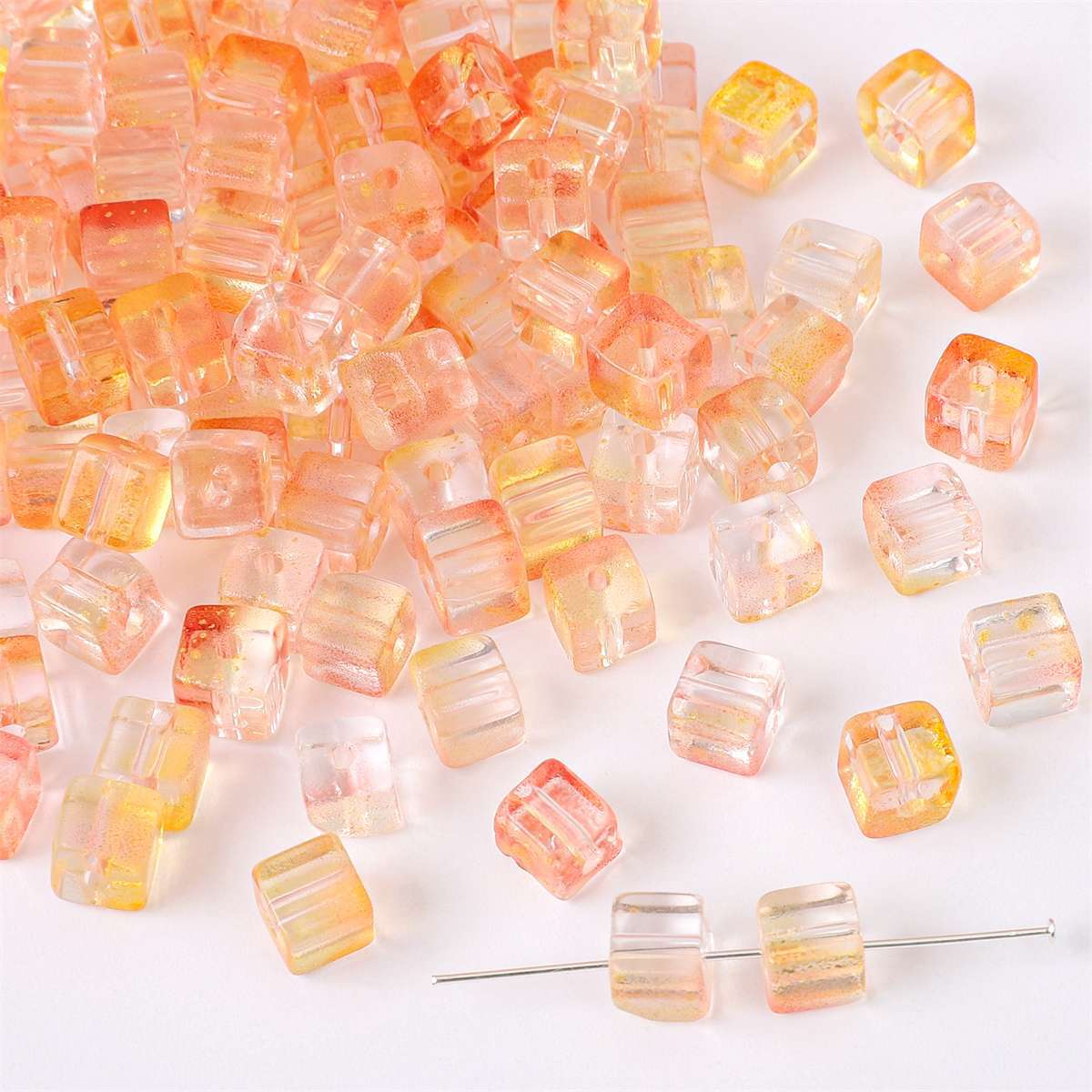 Wholesale Glass Gradient Sugar Cube Beads