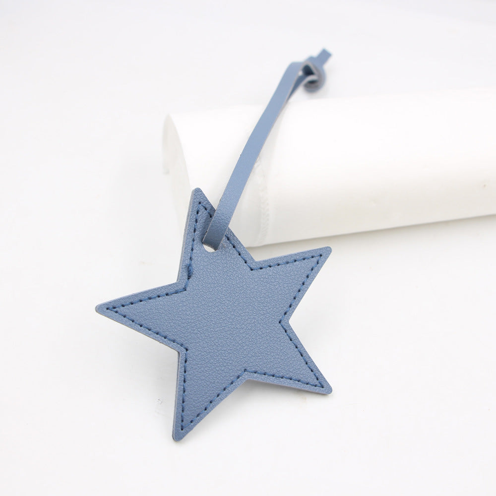Wholesale Black PU Leather Star Bag Charm Five Point Star Pendant Lanyard Everyday Decorative Accessory For Handbags Boutique Resale