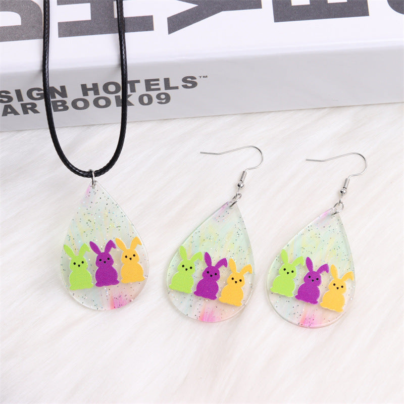 Wholesale Easter color sunglasses Rabbit printed earrings earrings female acrylic simple personalized earrings