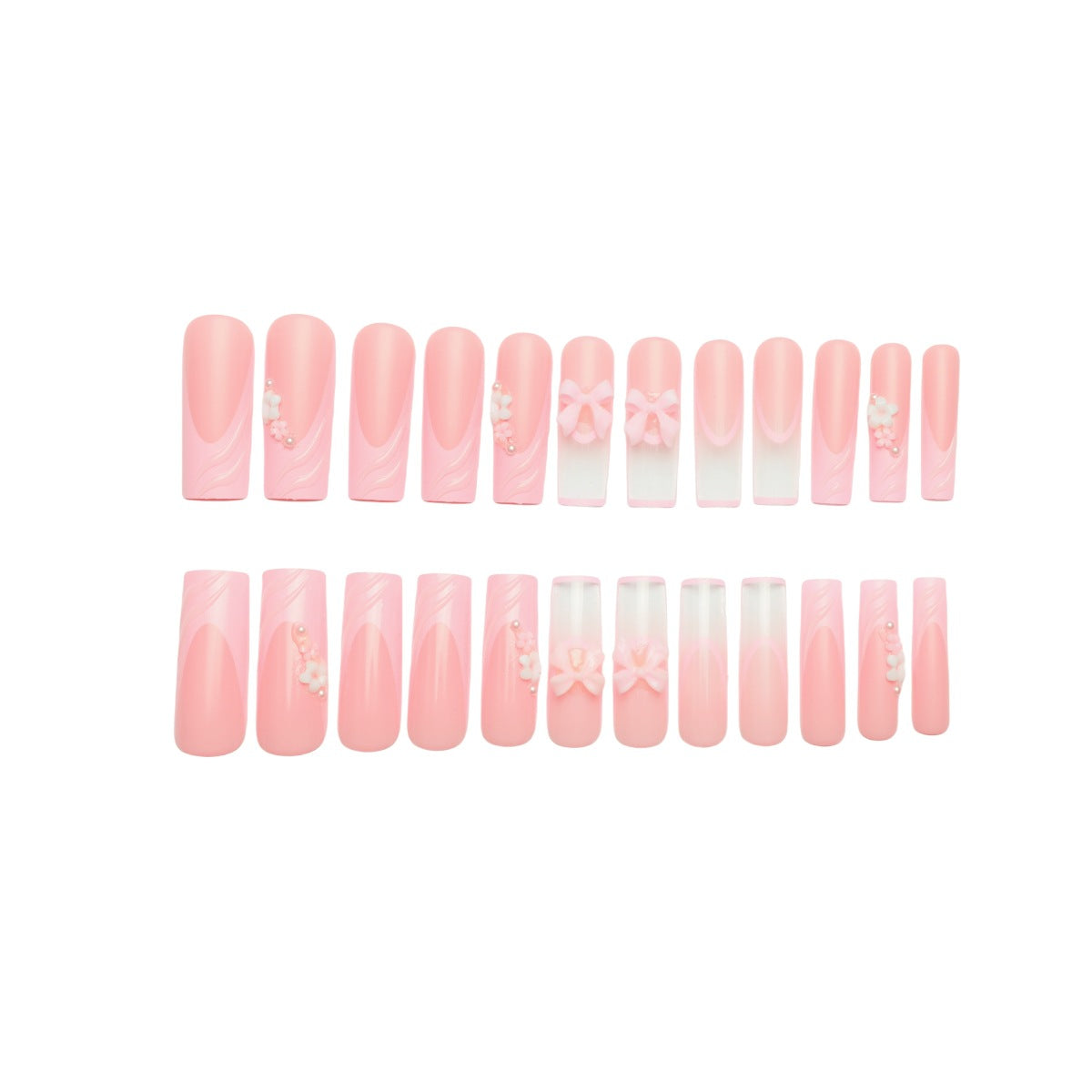 Wholesale Sweet and cool flower bow long square wearable nails
