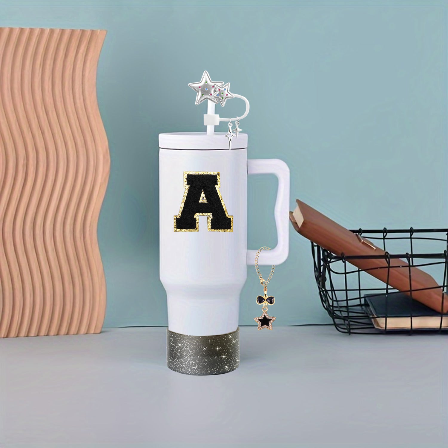 Wholesale Silicone Straw Cute Glitter Stars Straw Tube Cap