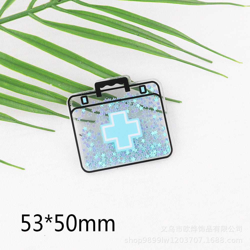 Wholesale 10pcs FlatBack Quicksand Cartoon Nurse Clothes Medical Acrylic Patch