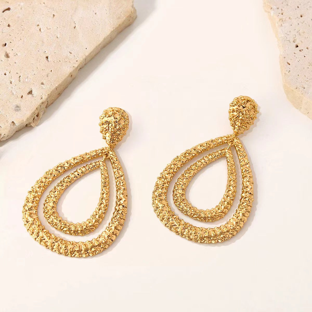 Wholesale Double-layer Droplet Shaped Alloy Earrings