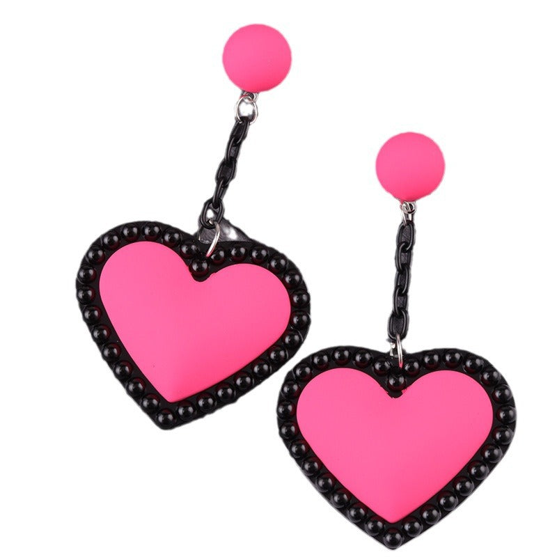 Wholesale Retro 3D Colorful Heart Acrylic Earrings