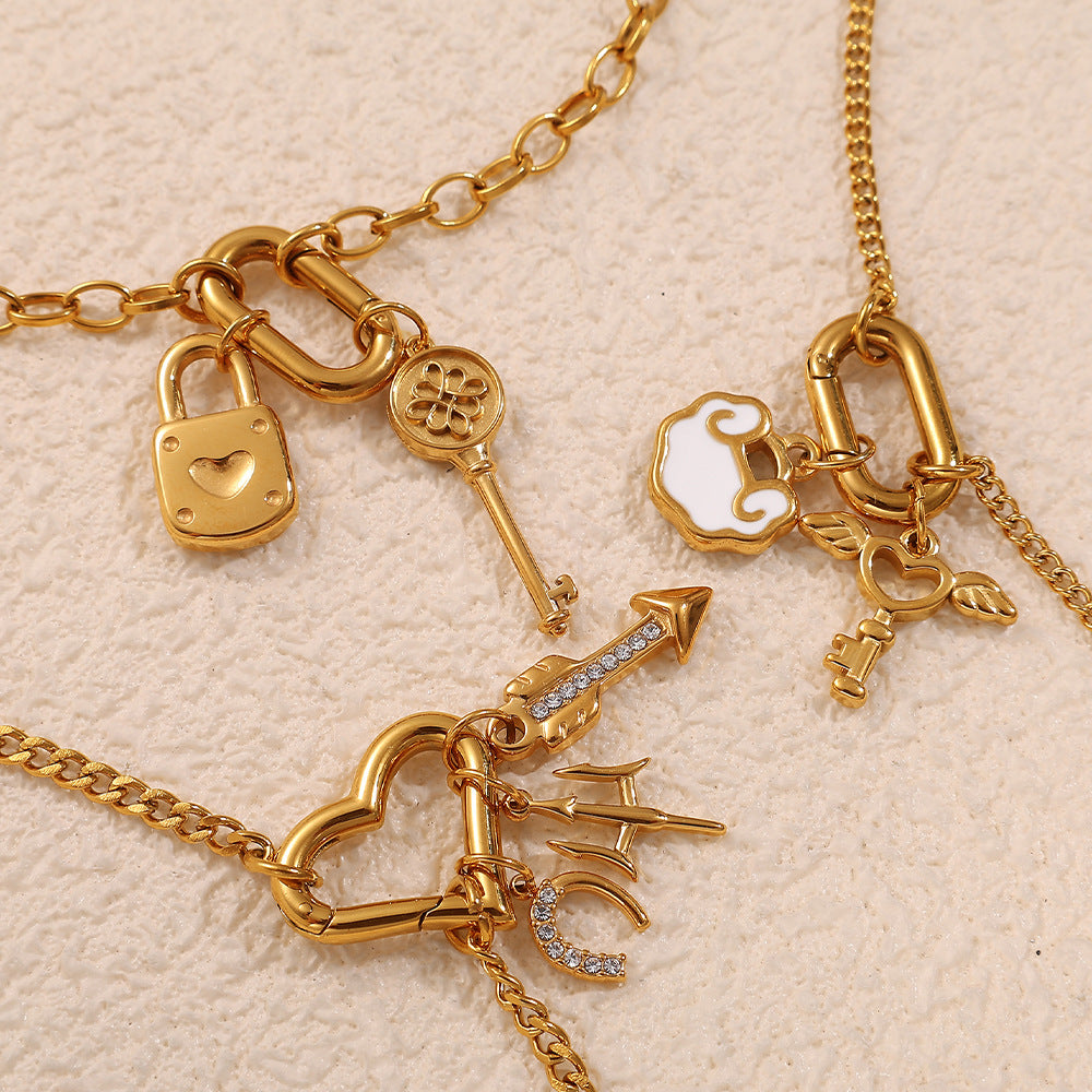 Wholesale Stainless steel 18K gold-plated small DIY key pendant