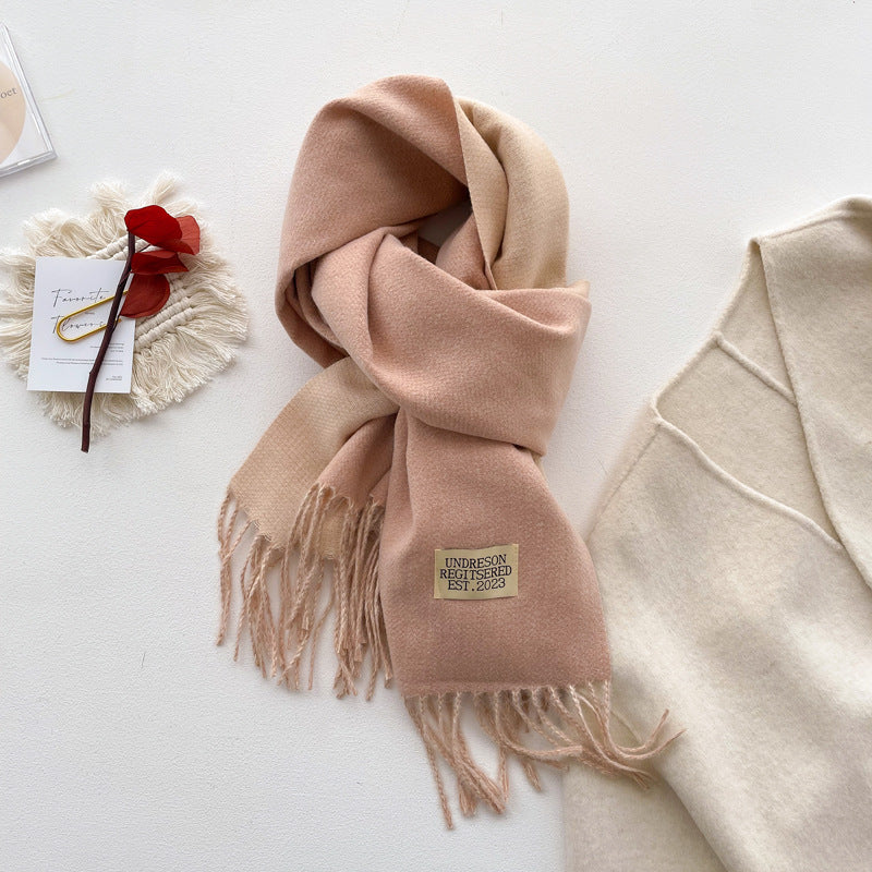 Wholesale Double-sided Solid Color Scarf for Women Autumn and Winter Thickened Imitation Cashmere Tassel Shawl