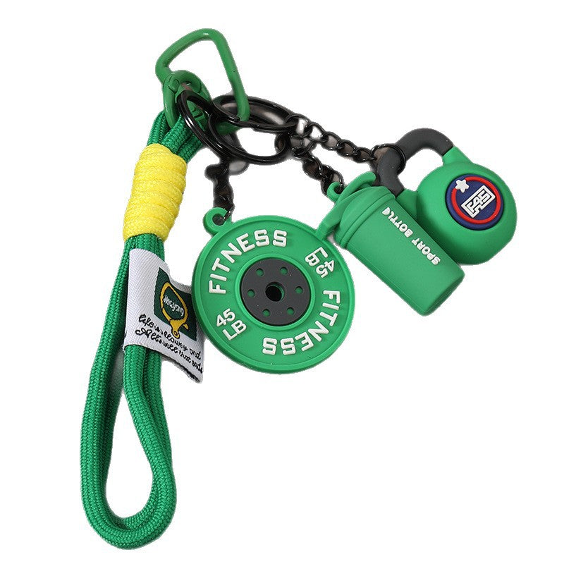 Wholesale Creative mini fitness barbell keychain