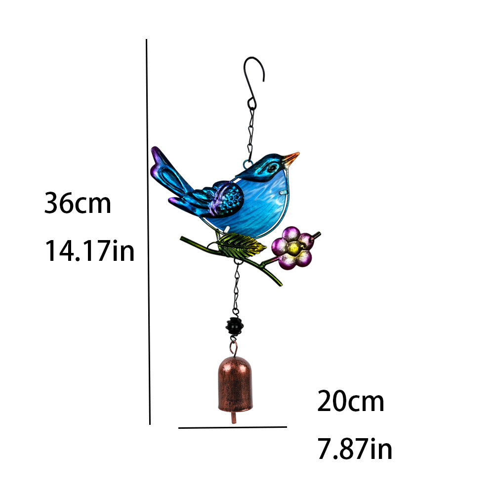 Wholesale Bird Metal Wind Chime Glass Painted Ornament