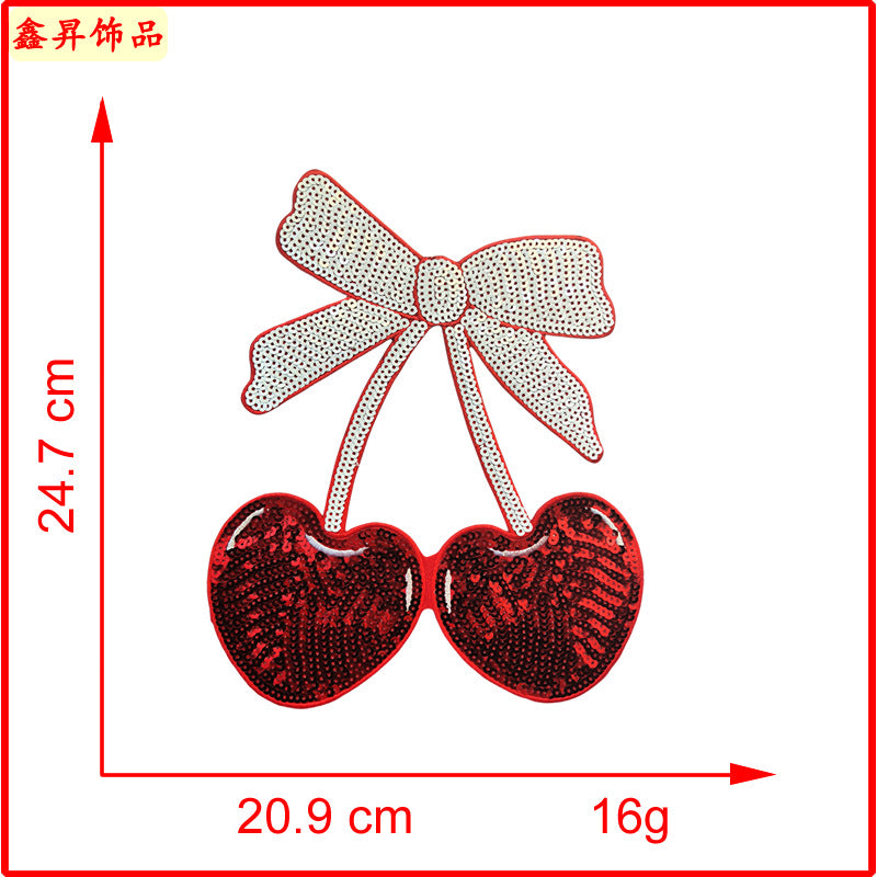Wholesale personality exquisite cherry cherries beads sequins embroidered patch cloth stickers clothes