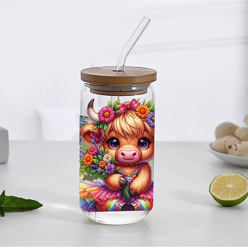 Wholesale Western style flowers butterflies calves 16oz Cup UV DTF Wraps