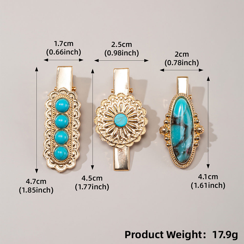 Wholesale Green Turquoise Retro Straight Hair Clip