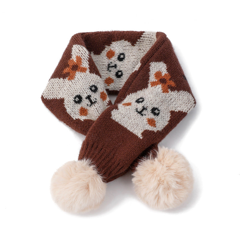 Wholesale Children's Rabbit Hair Ball Knitted Wool Scarves