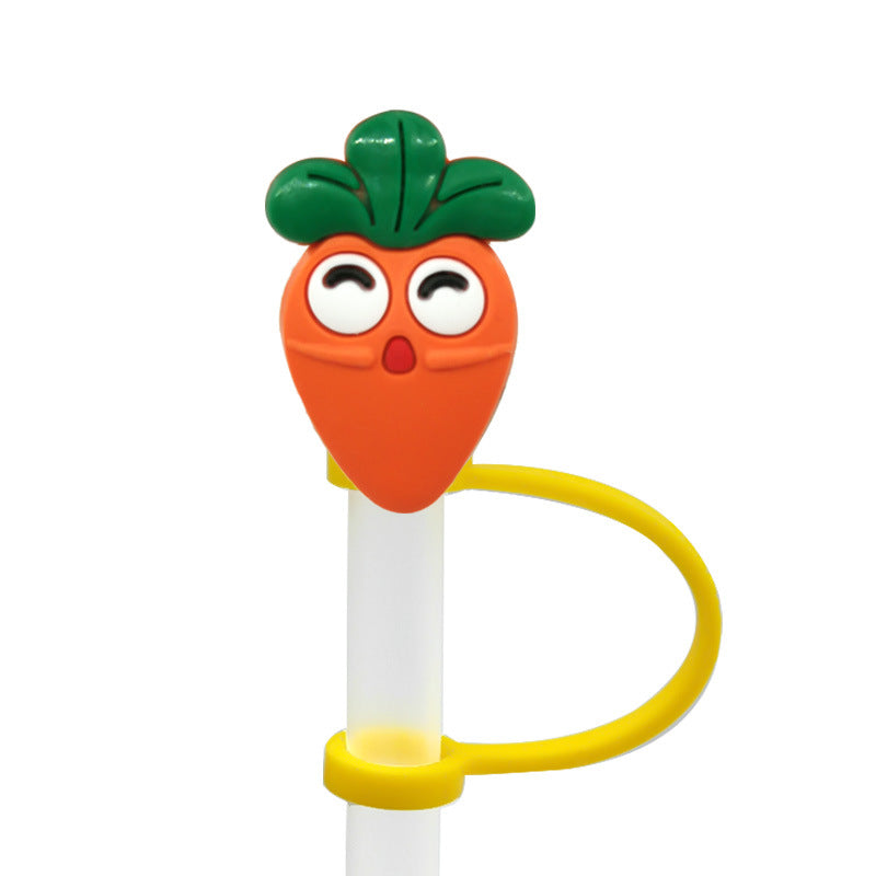 Wholesale 10pcs/pack Straw Cap Flower Fruit Straw Cover Silicone Dust Plug Party Straw