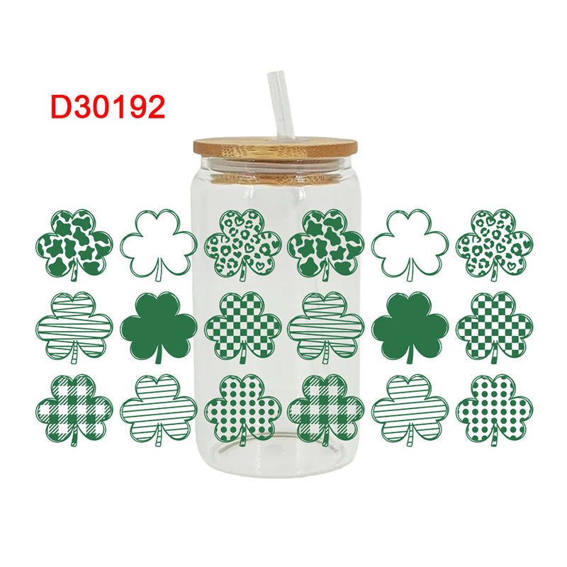 Wholesale Colorful Cartoon St. Patrick's Lucky Clover 16oz Cup UV DTF Film