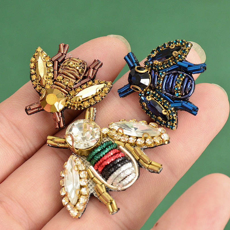 Wholesale DIY Handmade Beaded Cloth Stickers Rhinestones Little Bee Hat Clothes Decoration