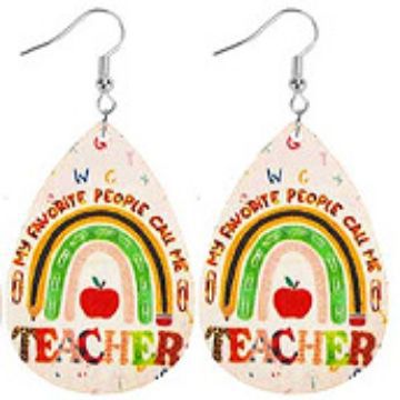 Wholesale Wooden Printed Earrings for Teachers' Day and Graduation Season