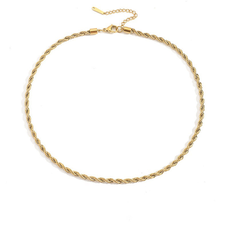 Wholesale Gold Plated Twist Chain Stainless Steel Clavicle Chain