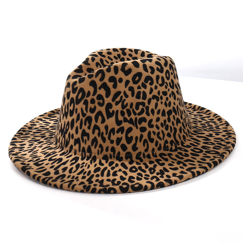 Wholesale Leopard Patterned Woolen Jazz Top Hats