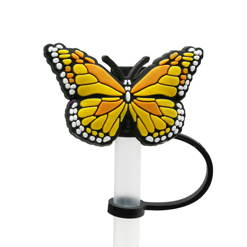 Wholesale 10pcs PVC Butterfly Straw Tube Cap