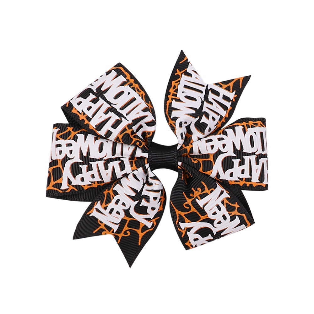 Wholesale Halloween Dress Up Skeleton Bat Ghost Pumpkin Fabric Kids Hair Clips