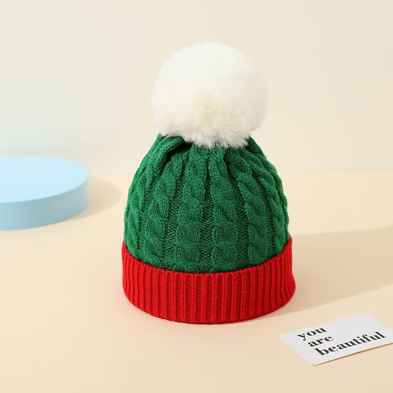 Wholesale Pom-pom  belt hat knitted wool hat