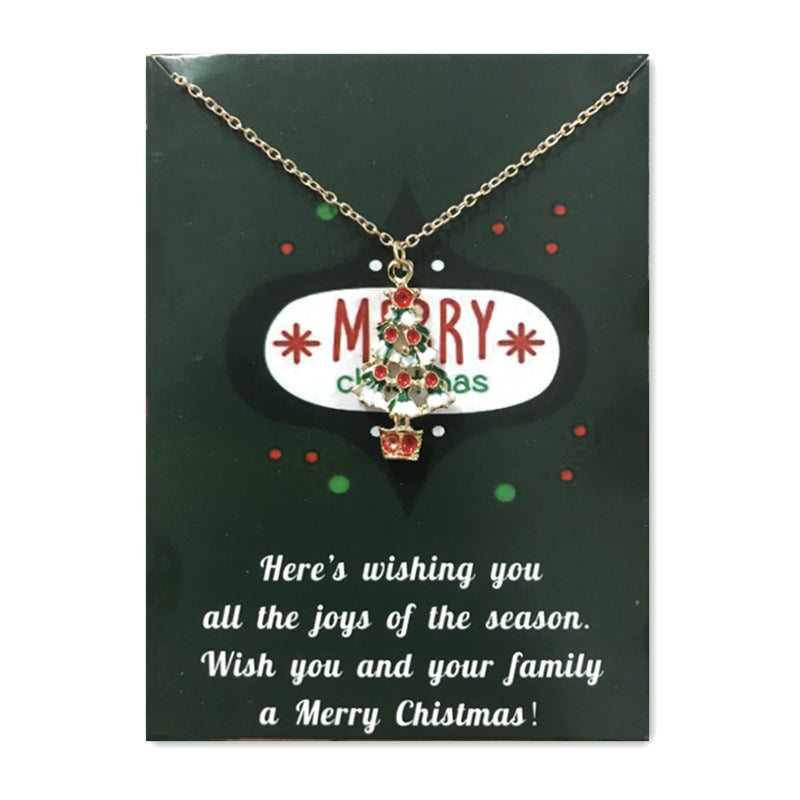 Wholesale Christmas Tree Pendant Card Necklace Clavicle Chain