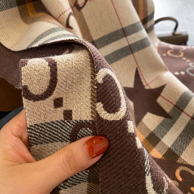 Wholesale Letter Pattern Thickened Warm Double Sided Imitation Cashmere Scarf
