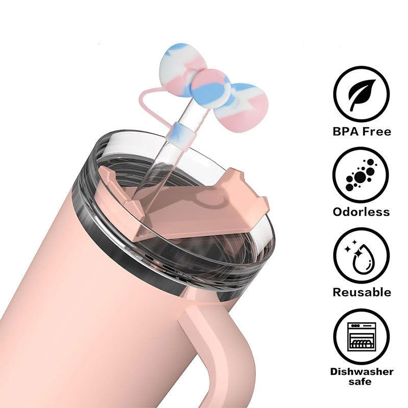 Wholesale cute bow straw plug dust cap 10mm straw lid straw accessories
