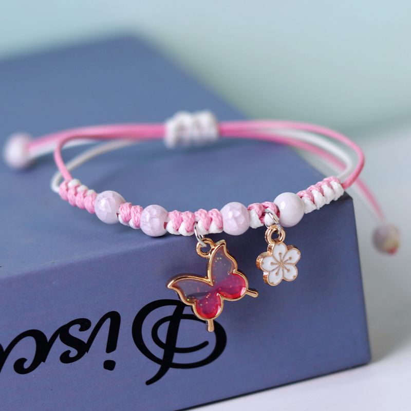 Wholesale Butterfly Flower Hand Woven Adjustable Bracelet
